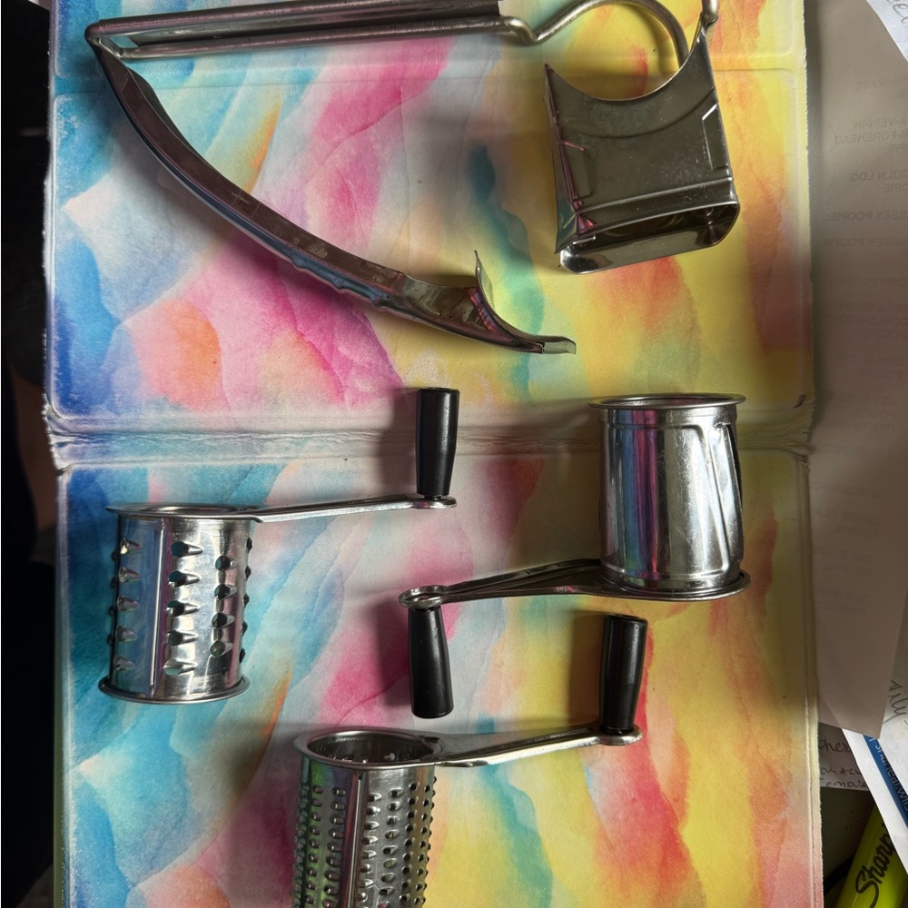 Stainless Steel Rotary Cheese Grater Set vintage Hoan like new